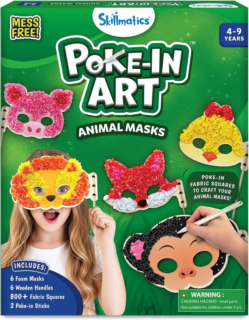 Skillmatics Poke-in Art - Animal Masks, Mess-Free Fun for Kids, DIY Wood Craft Kits, Creative Activity, Gifts for Girls & Boys Ages 4, 5, 6, 7, 8, 9 - Image 1